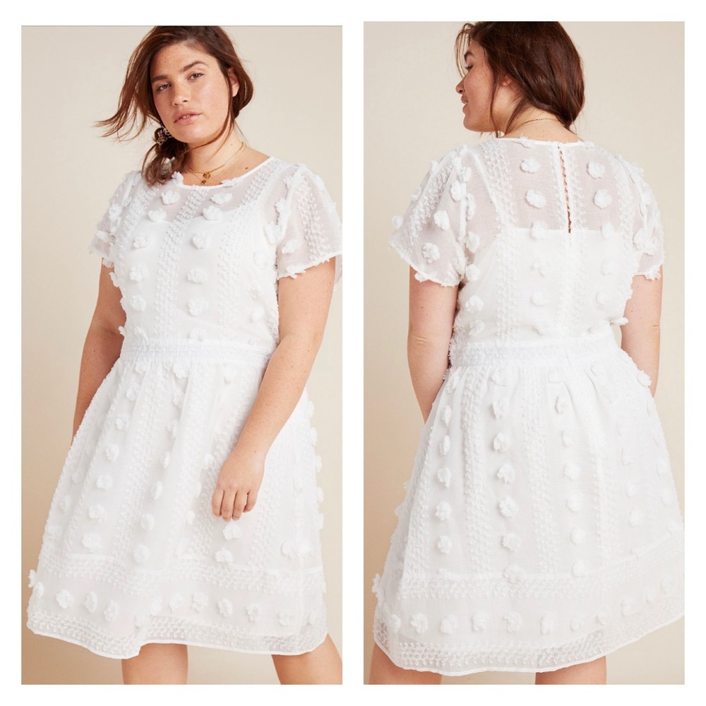 Anthropologie Bonita Textured Mini Dress White 18W